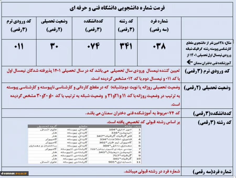 شماره دانشجوئی دانشجویان جدیدالورود  3