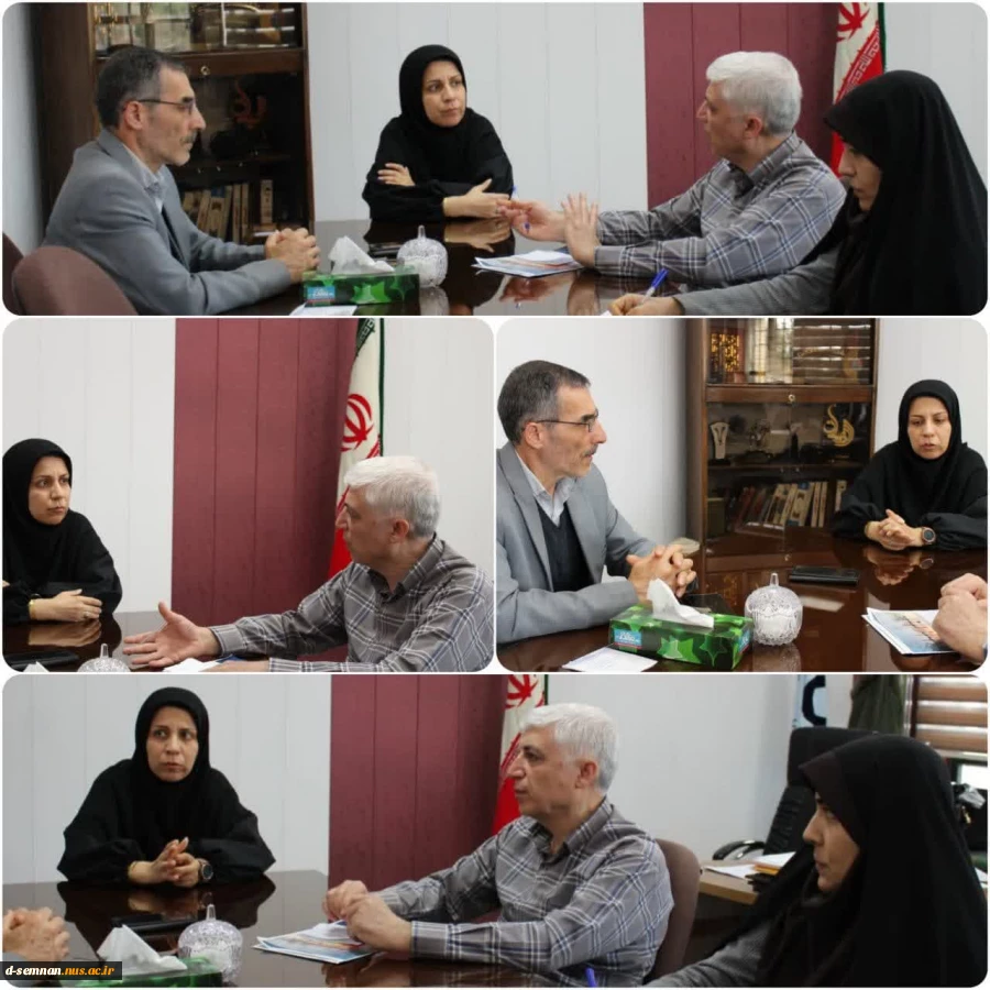 برگزاری جلسه هم اندیشی سرکار خانم دکتر غریب شاهیان رئیس محترم دانشکده ملی مهارت دختران سمنان و جناب آقای شعبانی خطیب معاون محترم آموزشی، پژوهشی و فناوری با جناب آقای مهندس چیت گران مدیر عامل محترم شرکت ابتکار الکتریک قومس در خصوص ضرورت ارتباط صنعت و دانشگ